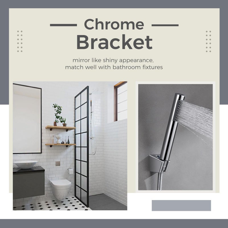 Aomasi Hand Shower Bracket with Two Slot, Aomasi Bathroom Shower Head Hose Hanger Sprayer Handle Holder Wall Mount Chrome - Image 2